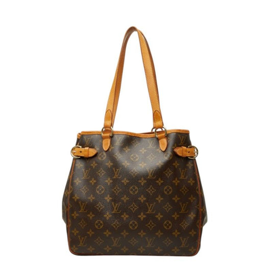 Louis Vuitton Monogram Batignolles Vertical Tote Shoulder Bag Brown Leather