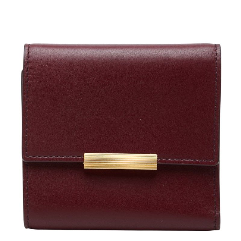 Bottega Veneta Trifold Wallet Bordeaux Gold Leather