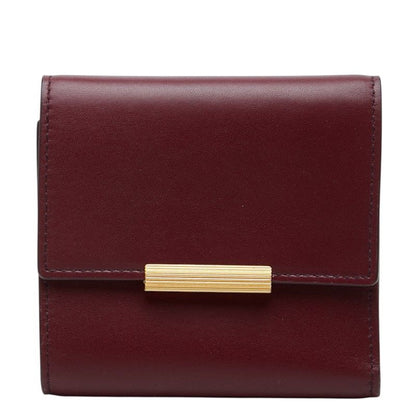 Bottega Veneta Trifold Wallet Bordeaux Gold Leather