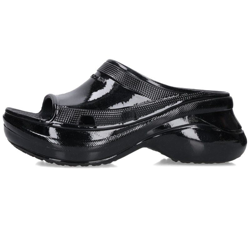 Balenciaga Pool Slide Patent Platform Sandals — view 2