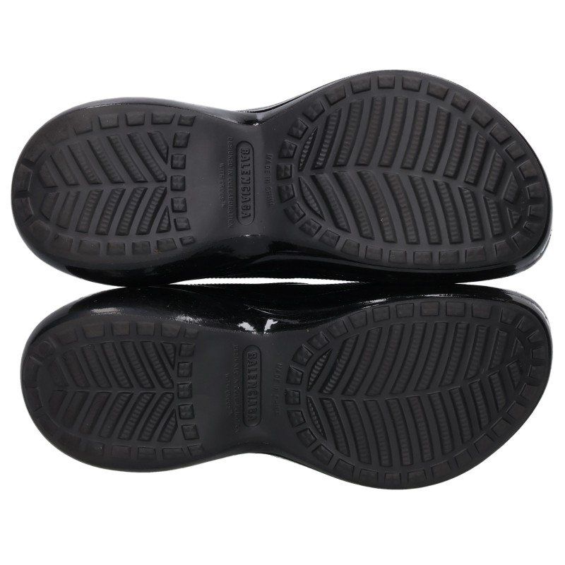 Balenciaga Pool Slide Patent Platform Sandals — view 4
