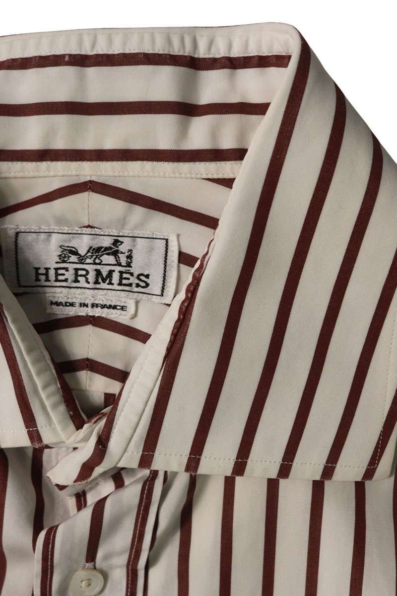 Hermes Striped Cropped Long Sleeve Shirt 40 — view 3
