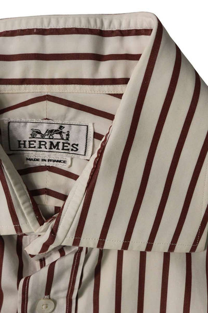 Hermes Striped Cropped Long Sleeve Shirt 40 — view 3
