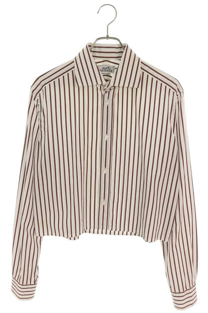 Hermes Striped Cropped Long Sleeve Shirt 40
