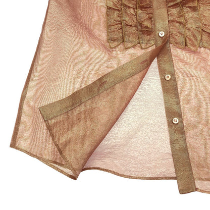 Dolce & Gabbana Shiny Bow Tie Blouse Shirt Pink 38 — view 6