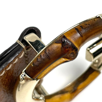 Gucci Belt GG Pattern Bamboo Canvas Leather Beige Brown — view 2