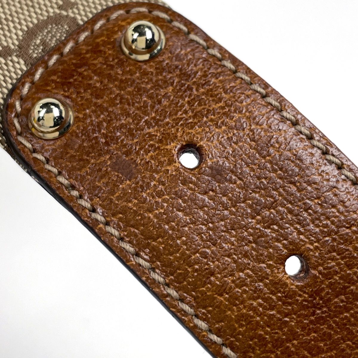 Gucci Belt GG Pattern Bamboo Canvas Leather Beige Brown — view 3