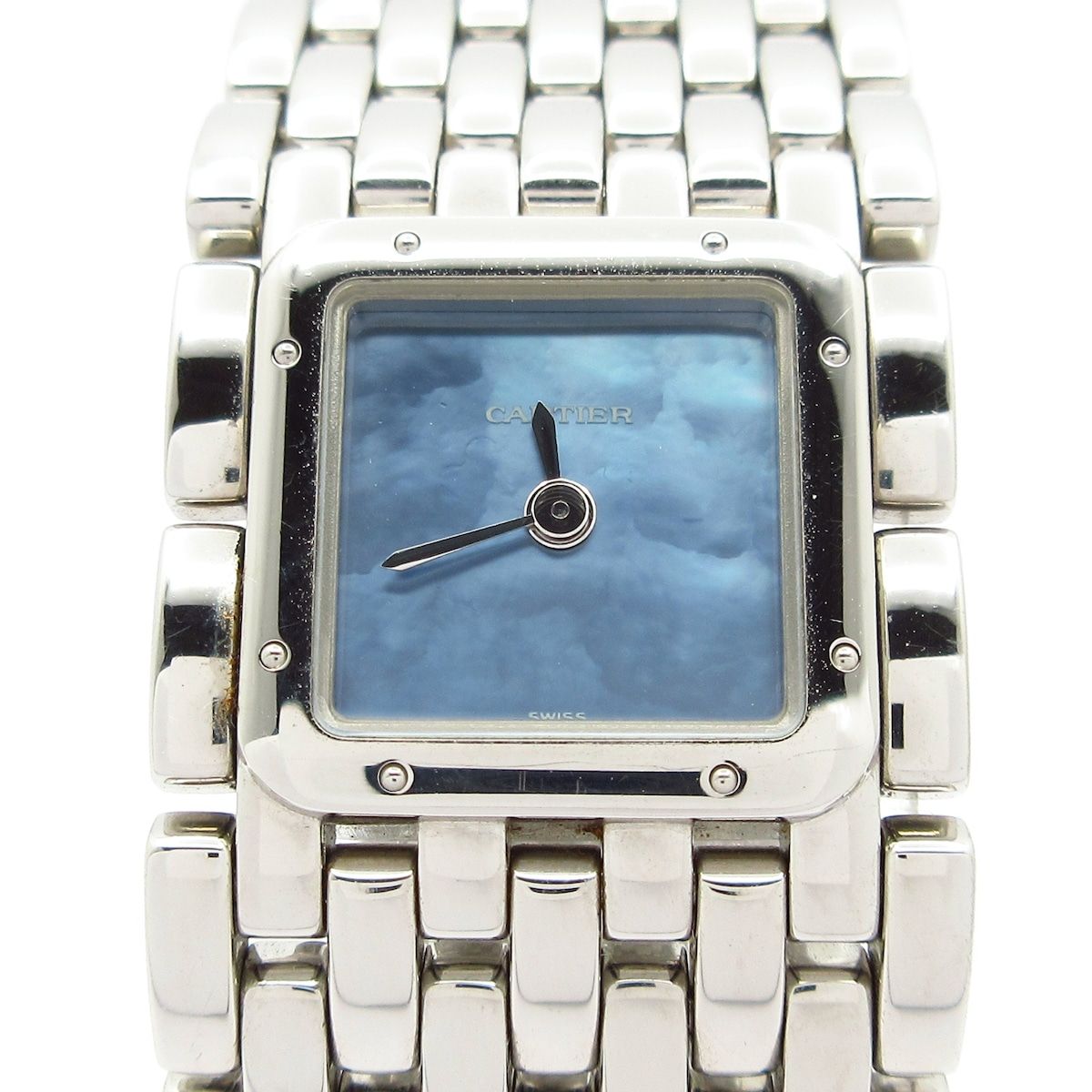 Cartier Watch Panthere Ribbon Shell Dial SS Blue