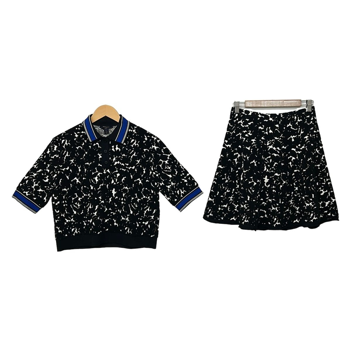 Louis Vuitton Skirt Set Black White Blue