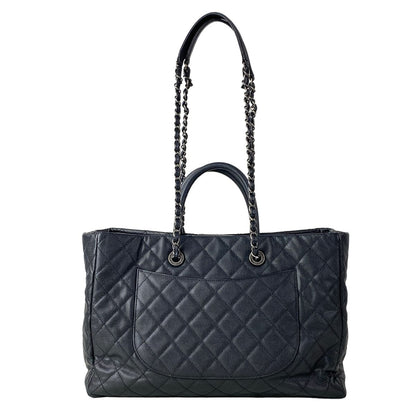 Chanel Tote Bag Quilted Black Vintage Silver Chain — view 3