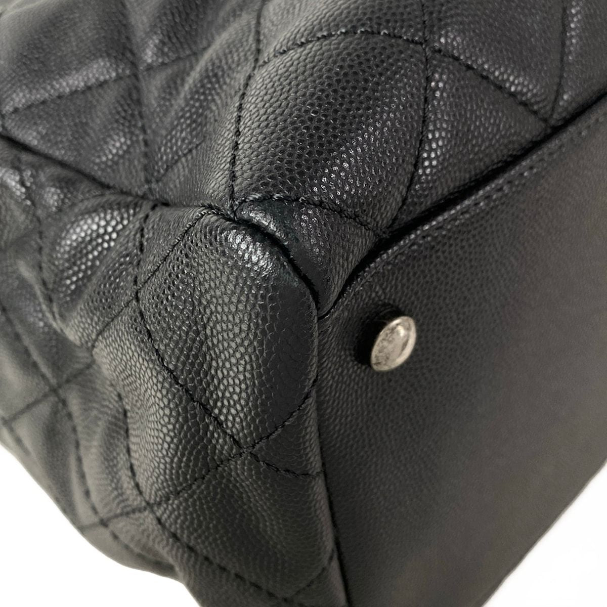 Chanel Tote Bag Quilted Black Vintage Silver Chain — view 6