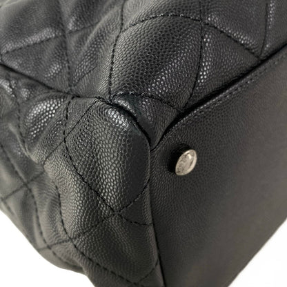 Chanel Tote Bag Quilted Black Vintage Silver Chain — view 6