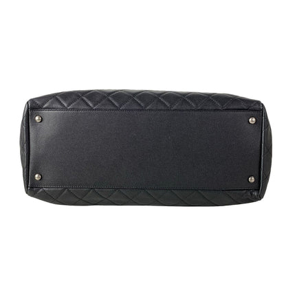 Chanel Tote Bag Quilted Black Vintage Silver Chain — view 5