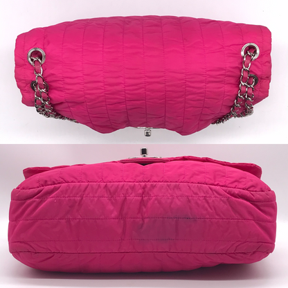Chanel Mademoiselle Nylon Chain Shoulder Bag Pink — view 4