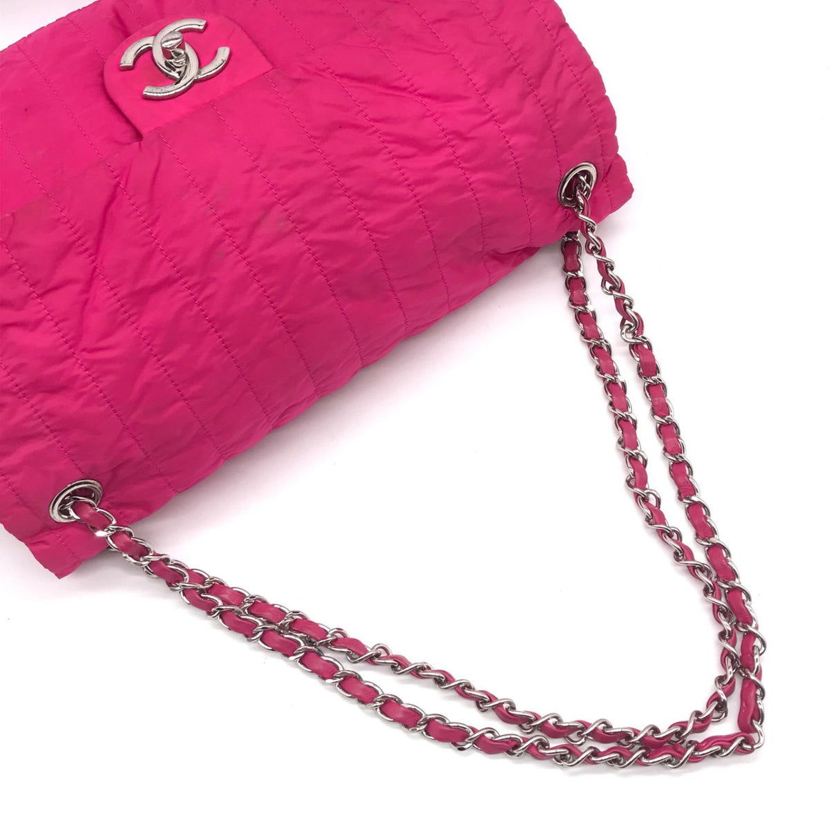 Chanel Mademoiselle Nylon Chain Shoulder Bag Pink — view 7