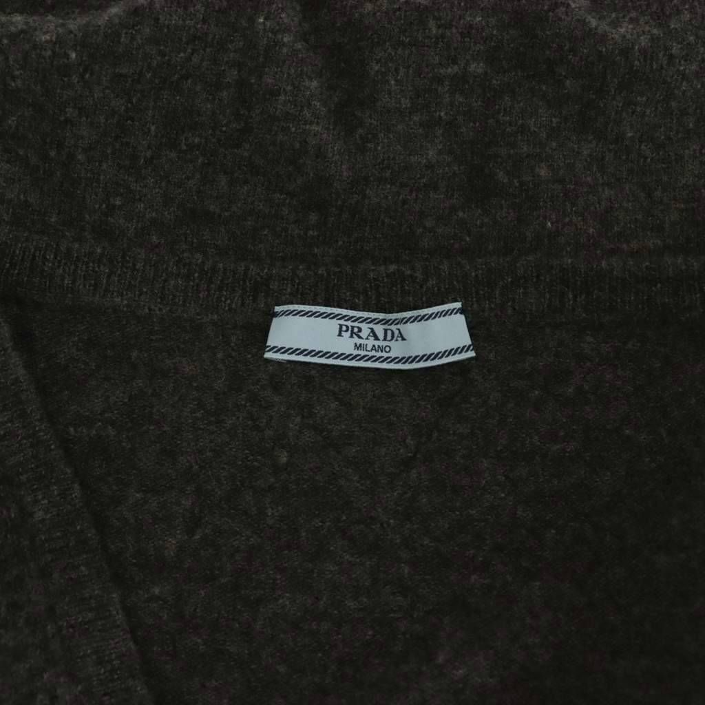 Prada V-neck Sweater Knit Long Sleeve Wool Charcoal Gray 38 — view 6