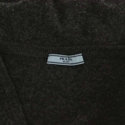 Prada V-neck Sweater Knit Long Sleeve Wool Charcoal Gray 38 — view 6