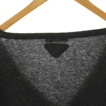 Prada V-neck Sweater Knit Long Sleeve Wool Charcoal Gray 38 — view 5