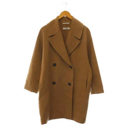 Max Mara S 'S Cucito Mano Wool Double Face Coat Chesterfield Long Beige