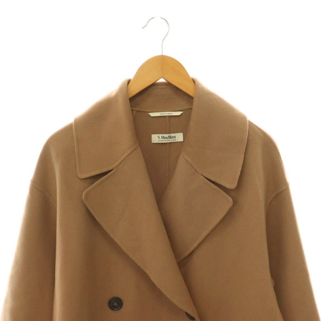 Max Mara S 'S Cucito Mano Wool Double Face Coat Chesterfield Long Beige — view 4