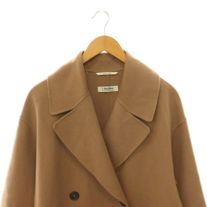 Max Mara S 'S Cucito Mano Wool Double Face Coat Chesterfield Long Beige — view 4