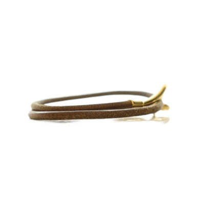 Hermes Jumbo Leather Choker Bracelet Bicolor Brown Gold Colored — view 3