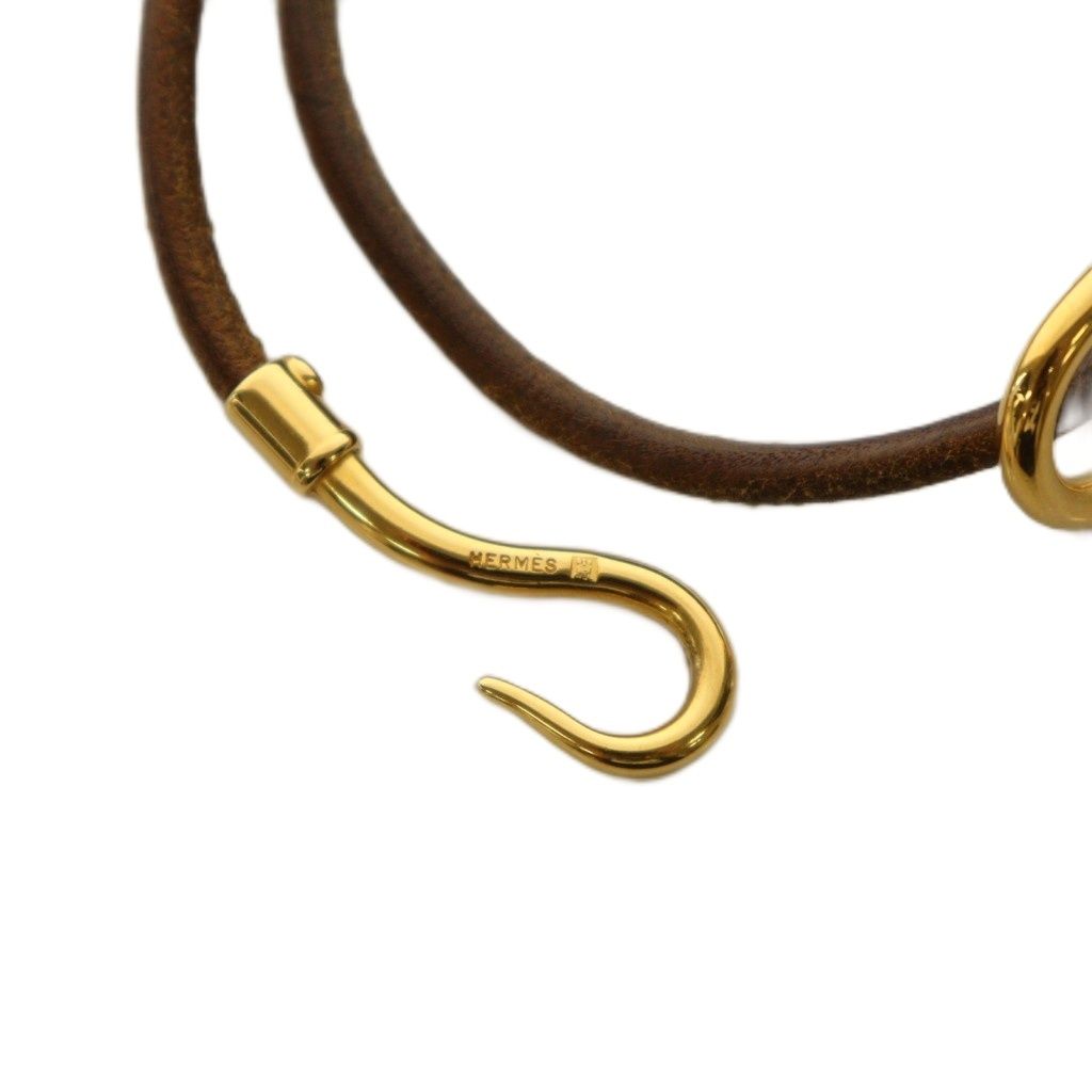 Hermes Jumbo Leather Choker Bracelet Bicolor Brown Gold Colored — view 6