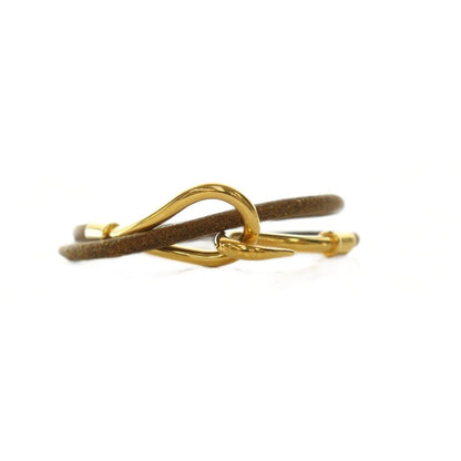 Hermes Jumbo Leather Choker Bracelet Bicolor Brown Gold Colored — view 4