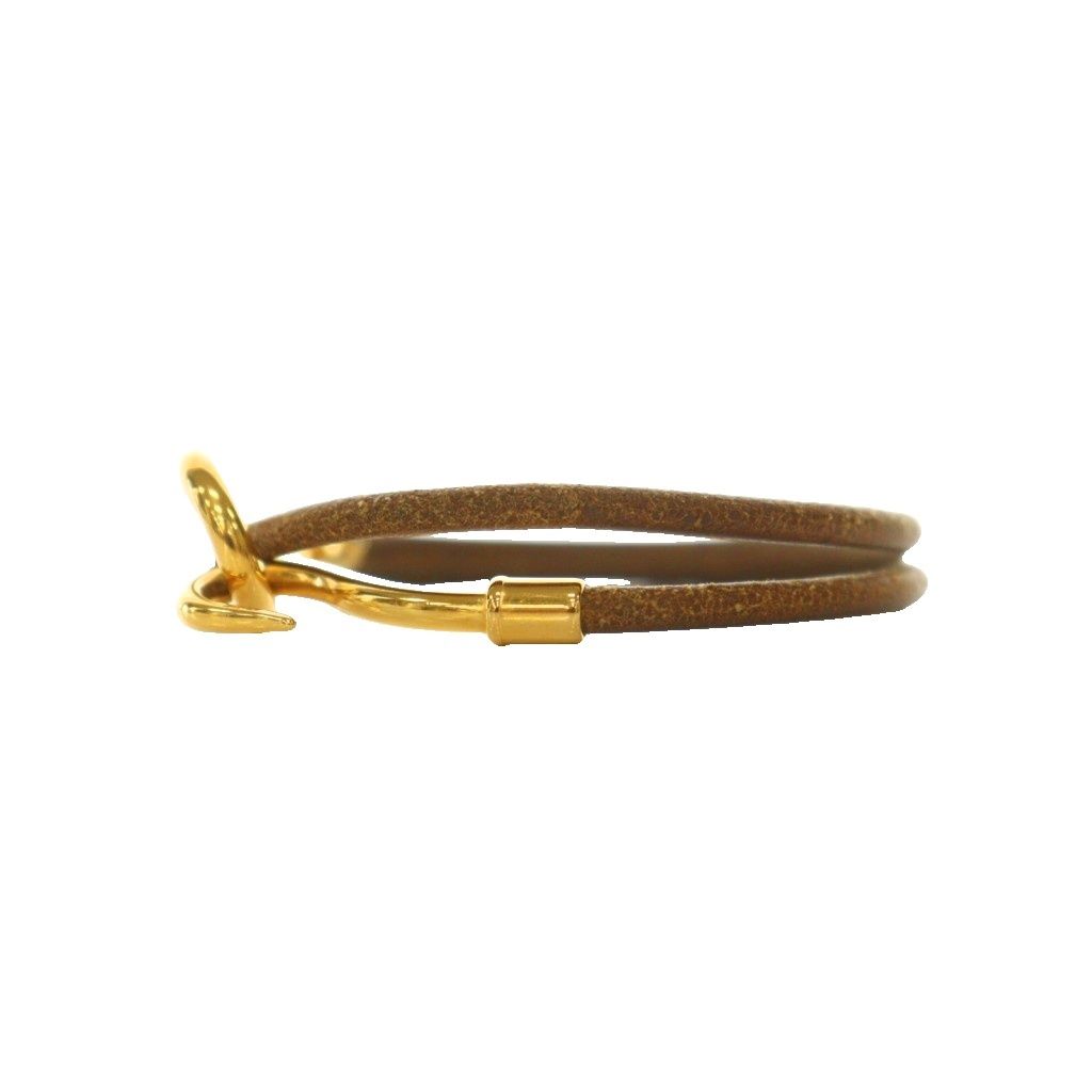 Hermes Jumbo Leather Choker Bracelet Bicolor Brown Gold Colored — view 5