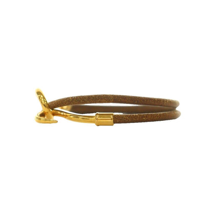 Hermes Jumbo Leather Choker Bracelet Bicolor Brown Gold Colored — view 5