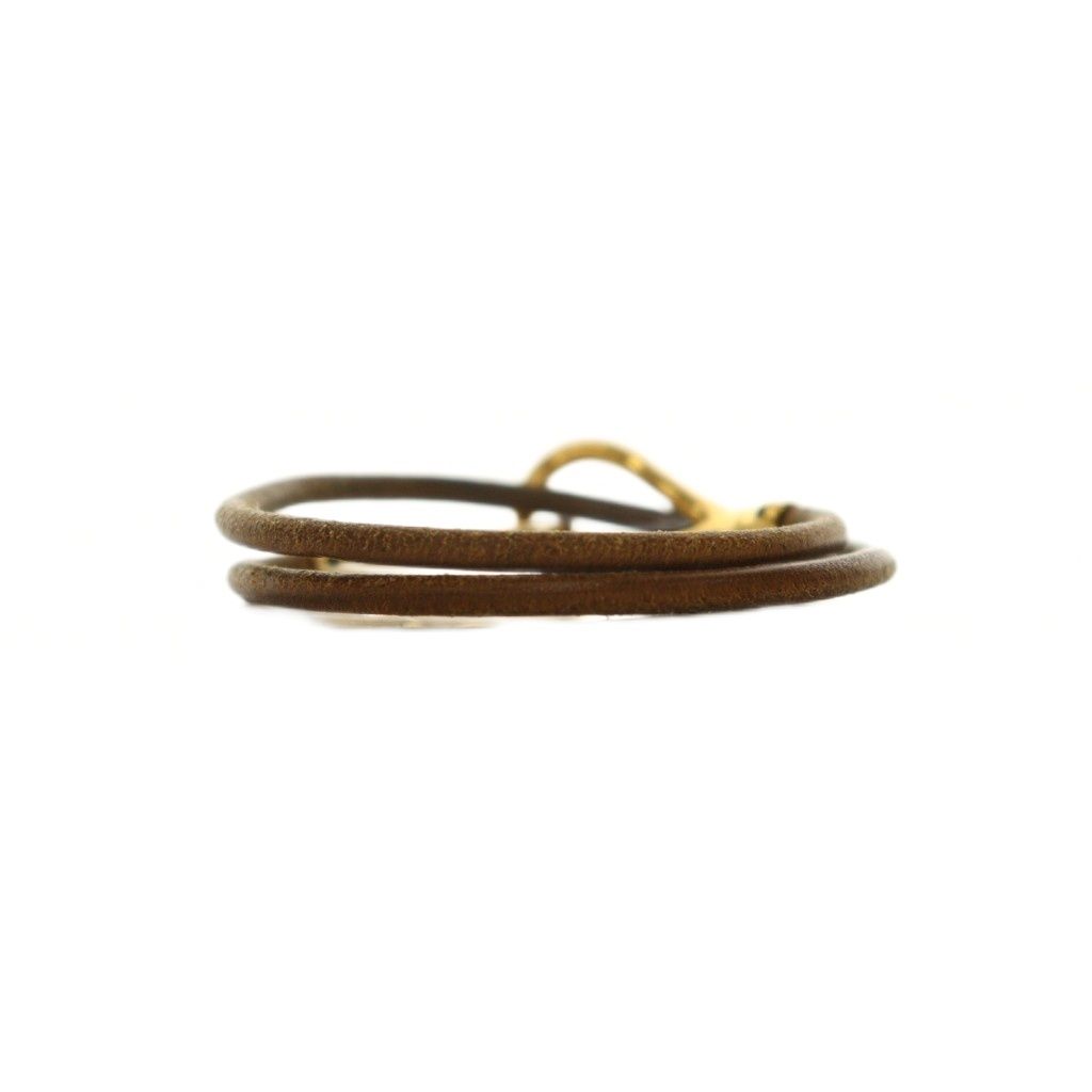 Hermes Jumbo Leather Choker Bracelet Bicolor Brown Gold Colored — view 2