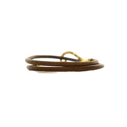 Hermes Jumbo Leather Choker Bracelet Bicolor Brown Gold Colored — view 2