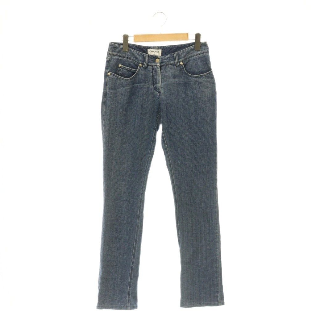 Chanel Soft Denim Pants Jeans Slim Bootcut Blue 36