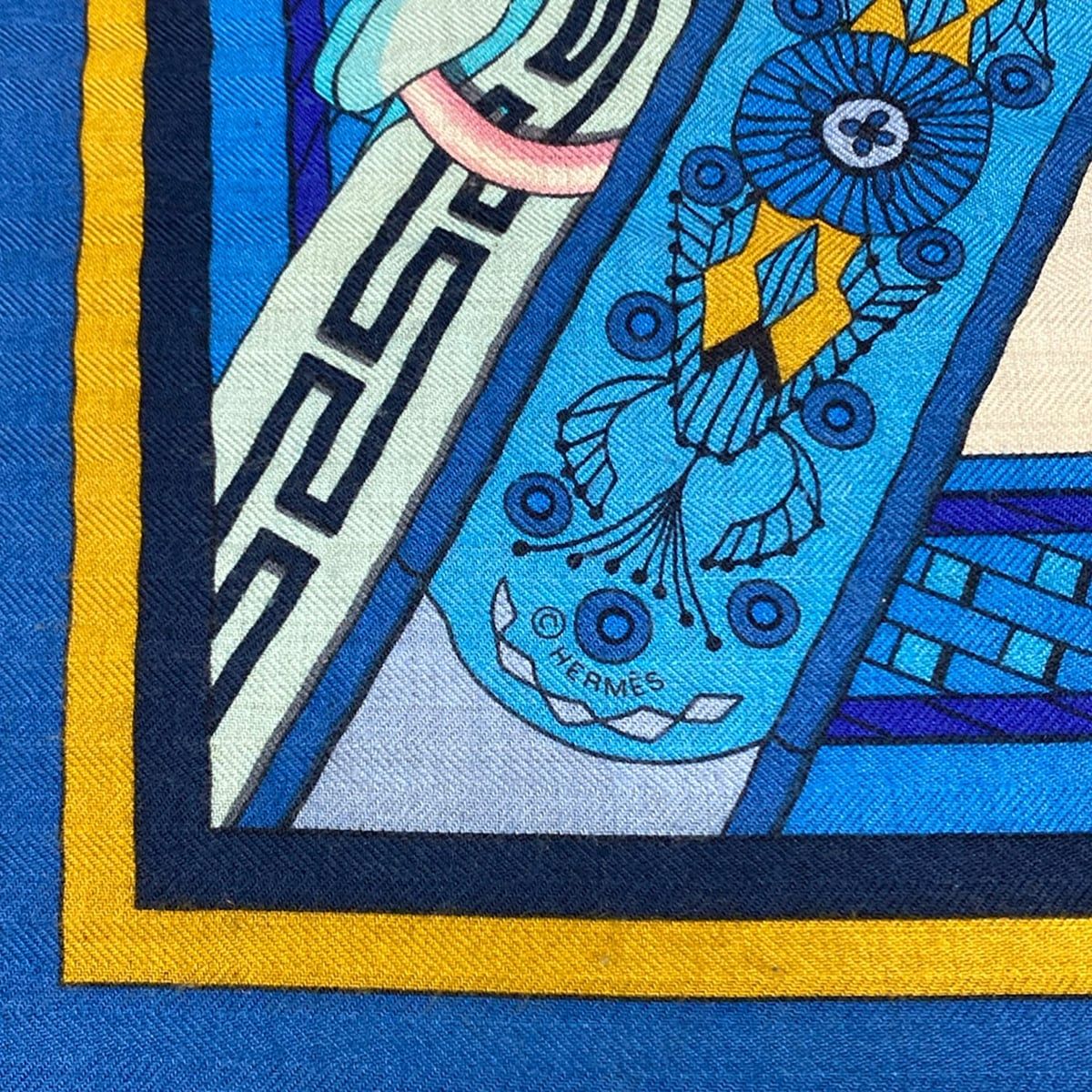 Hermes Shawl Carre 140 Blue Pink Multi Duo D'etriers Cashmere Silk Scarf — view 2