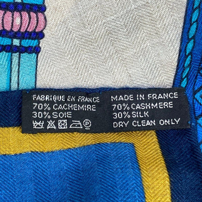 Hermes Shawl Carre 140 Blue Pink Multi Duo D'etriers Cashmere Silk Scarf — view 3