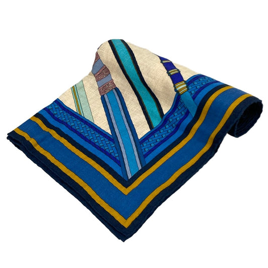 Hermes Shawl Carre 140 Blue Pink Multi Duo D'etriers Cashmere Silk Scarf