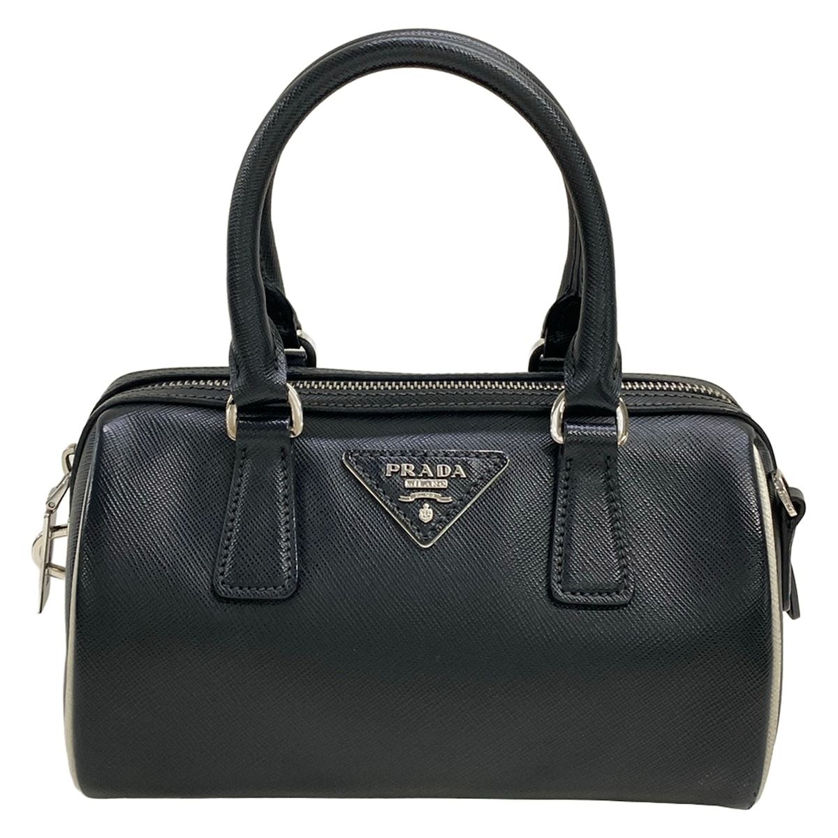 Prada Handbag Black White Leather