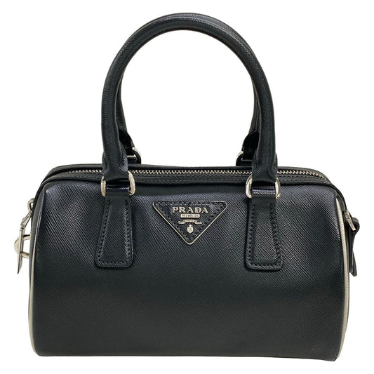 Prada Handbag Black White Leather