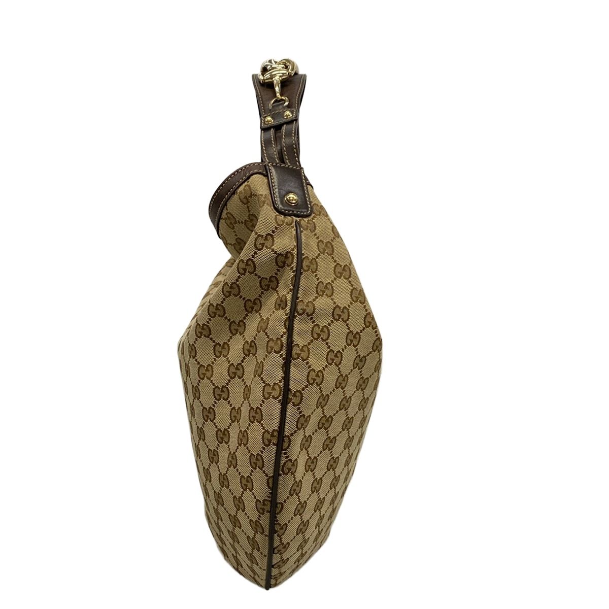 Gucci Handbag GG Pattern Beige Dark Brown Leather — view 4