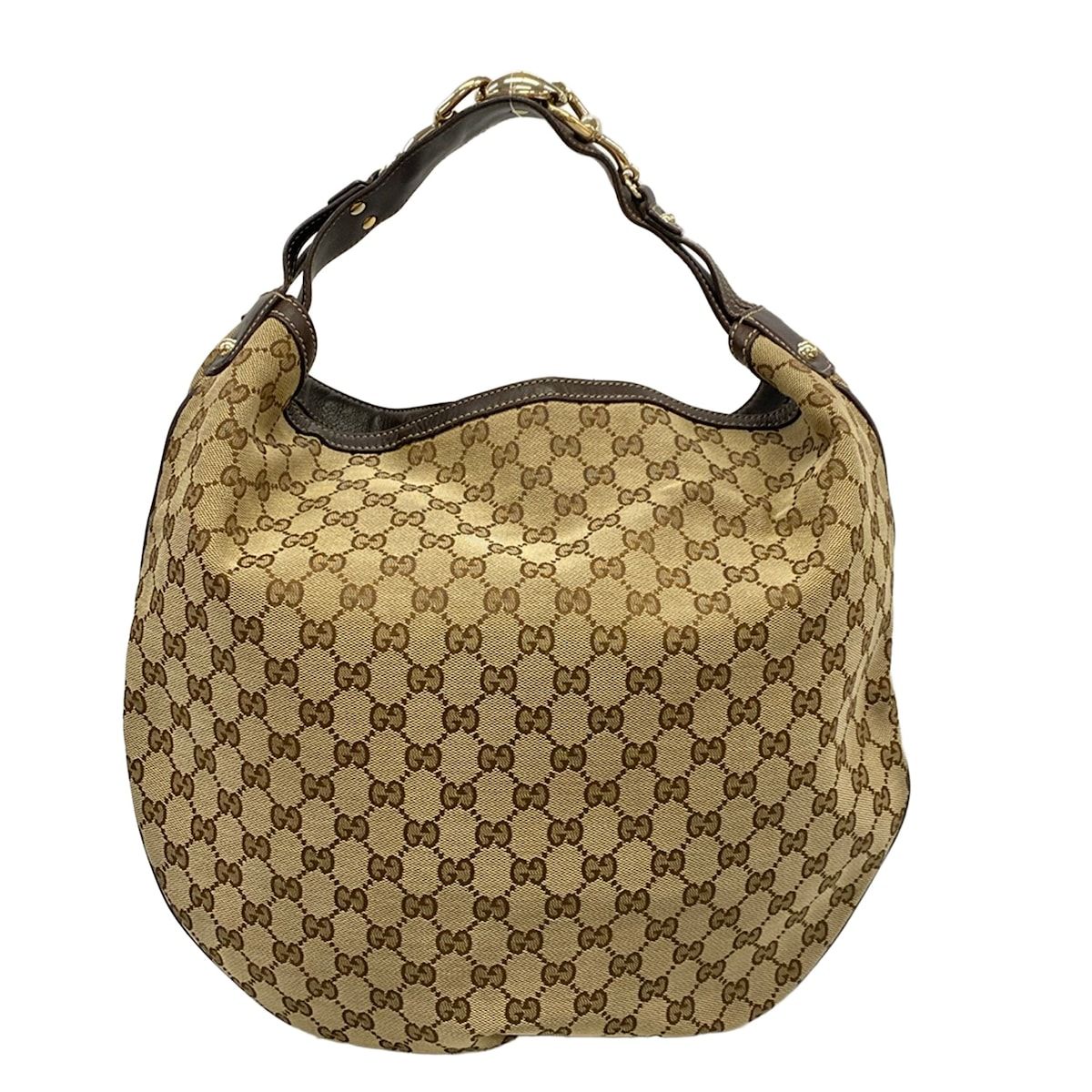 Gucci Handbag GG Pattern Beige Dark Brown Leather — view 3