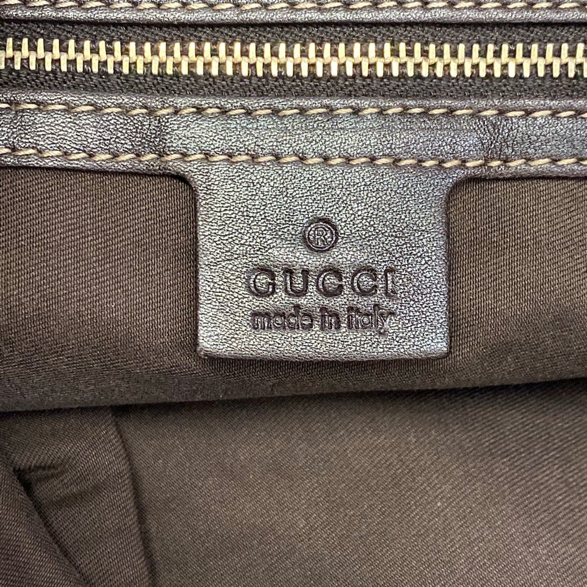 Gucci Handbag GG Pattern Beige Dark Brown Leather — view 8