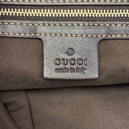Gucci Handbag GG Pattern Beige Dark Brown Leather — view 8