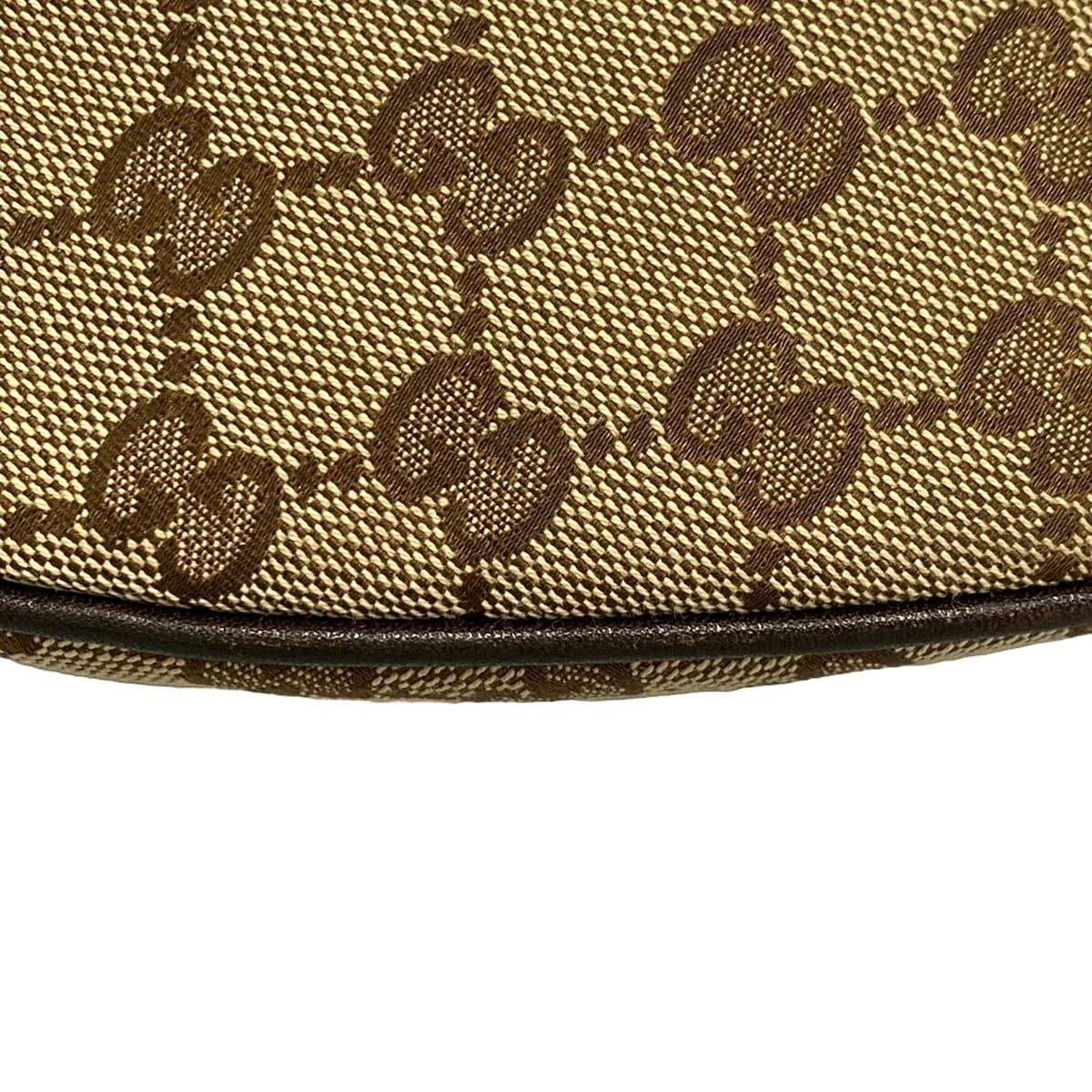 Gucci Handbag GG Pattern Beige Dark Brown Leather — view 6