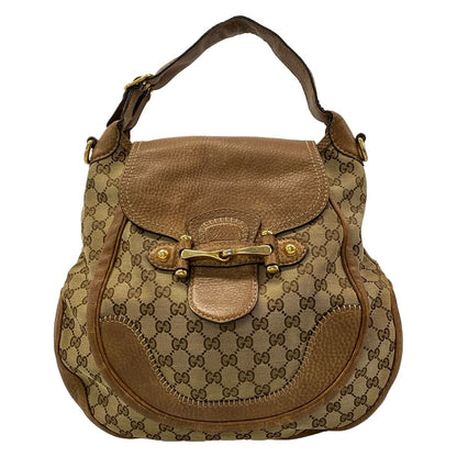 Gucci Handbag Horsebit New Pelham Beige Dark Brown Leather
