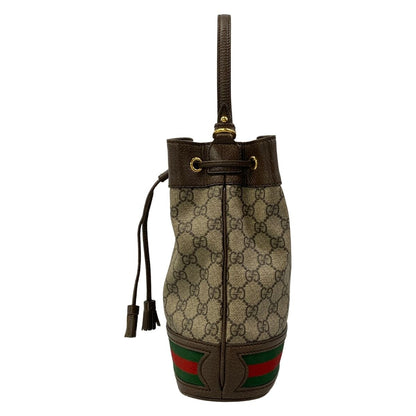 Gucci Ophidia GG Small Bucket Bag Beige Dark Brown Drawstring Leather — view 4