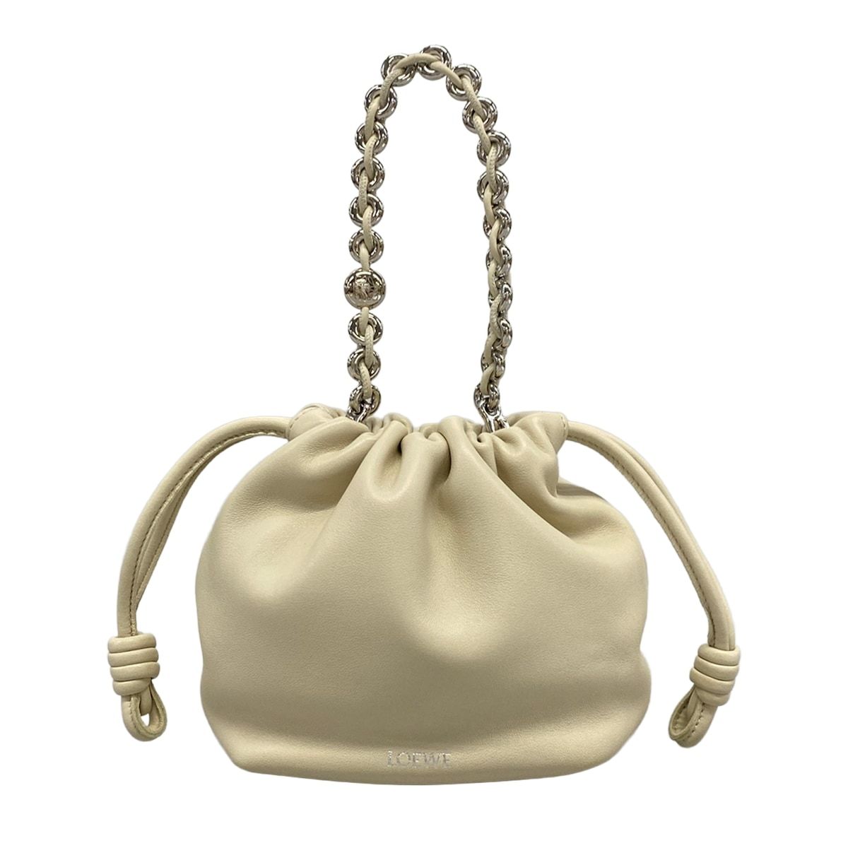 Loewe Flamenco Purse Mini Sea Salt Drawstring Mini Bag Chain Handle