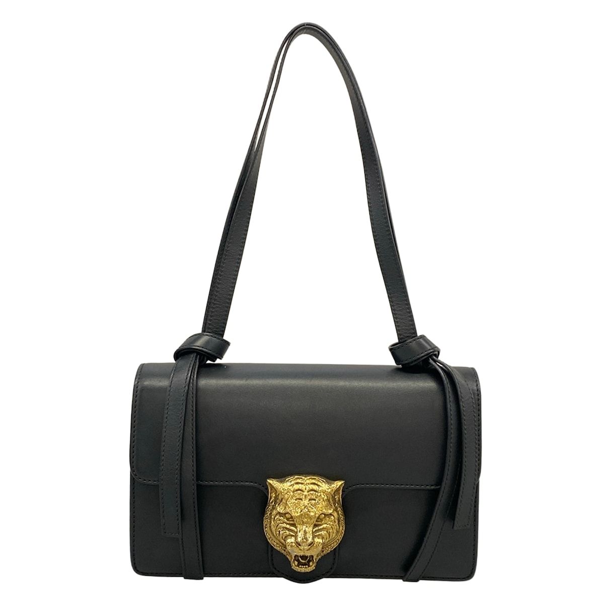 Gucci Shoulder Bag Animalier Black Gold Leather