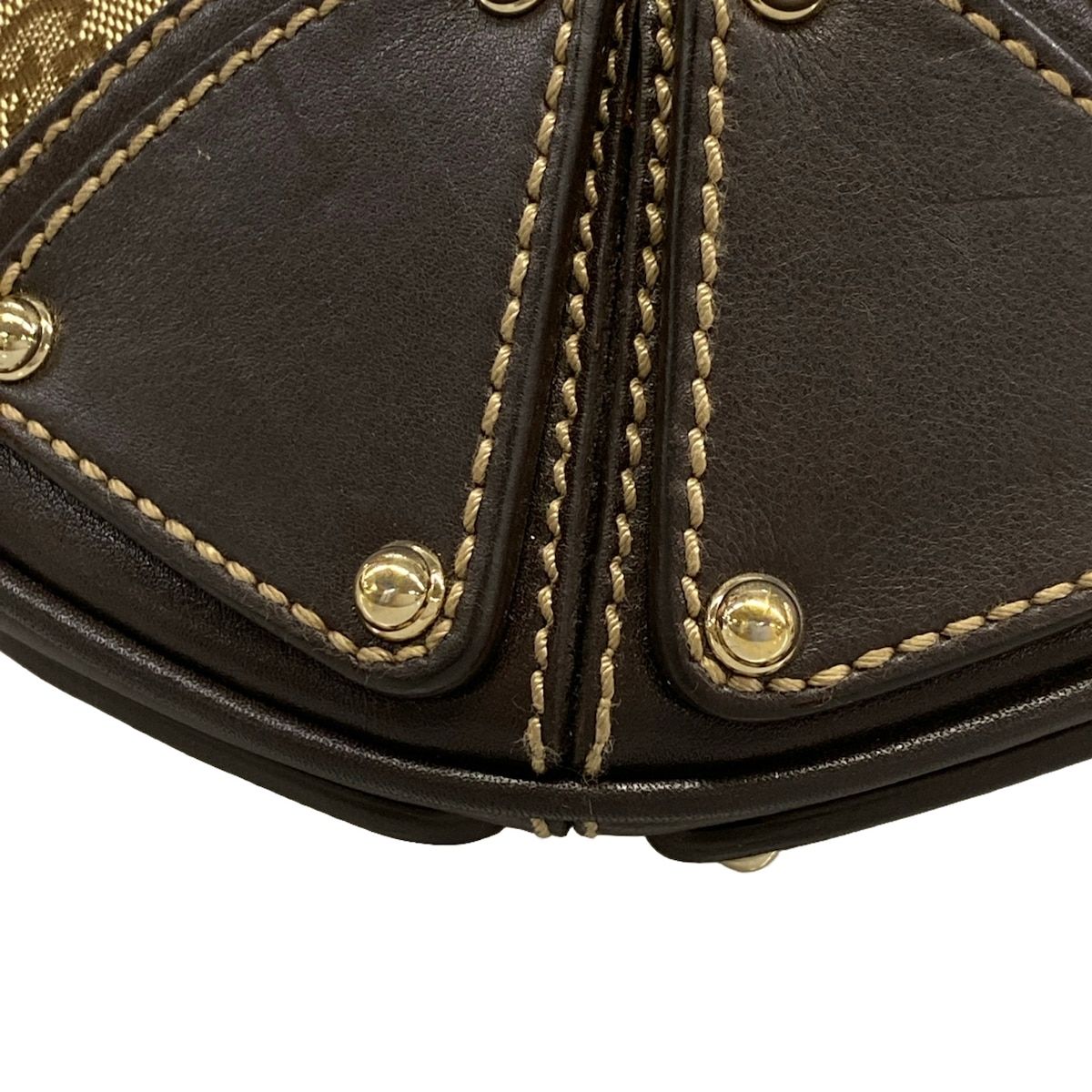 Gucci Handbag Beige Dark Brown Leather — view 6