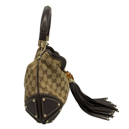 Gucci Handbag Beige Dark Brown Leather — view 2