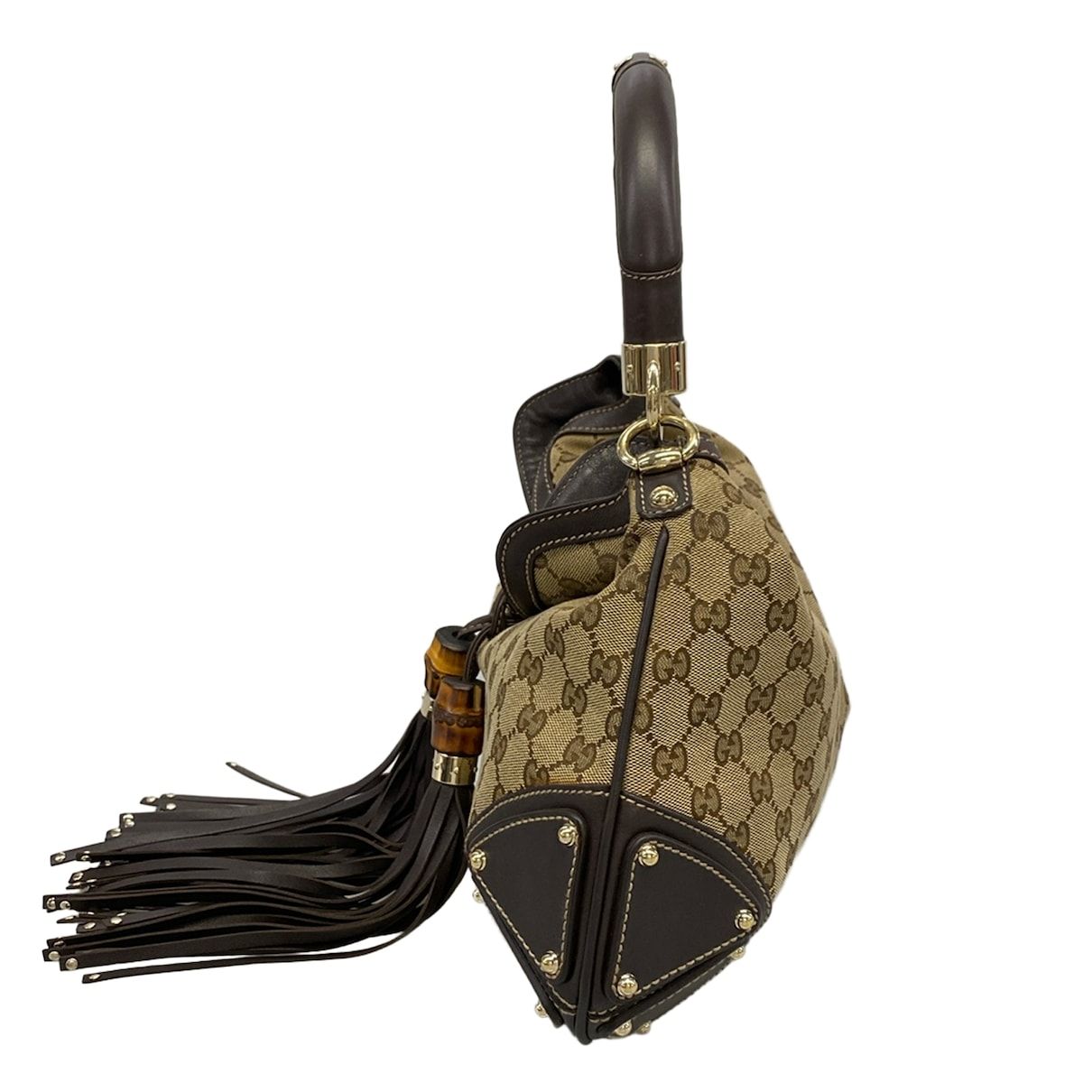 Gucci Handbag Beige Dark Brown Leather — view 4